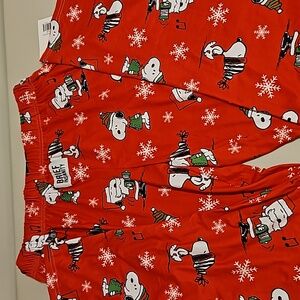 Peanuts Snoopy "Snowflake-Santa" pajama bottoms - so cute and soft. LARGE NWT